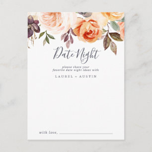 Rustic Earth Florals Date Night Ideas Cards Postkarte