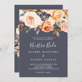 Rustic Earth Florals | Lila Spanisch Nuestra Boda Einladung