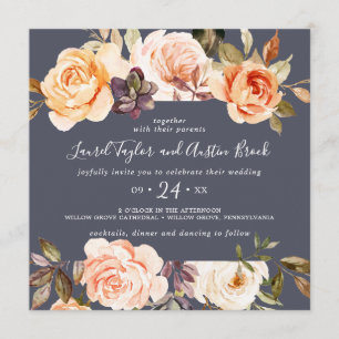 Rustic Earth Florals   Lila Square Wedding Einladung