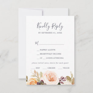Rustic Earth Florals Menü Auswahl RSVP Karte