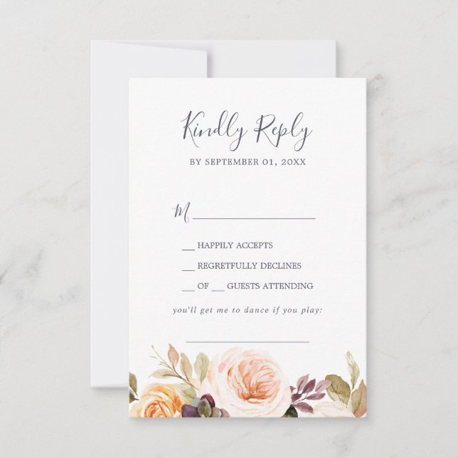 Rustic Earth Florals Song Request RSVP Card (Vorderseite)