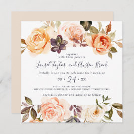 Rustic Earth Florals Square Wedding Einladung