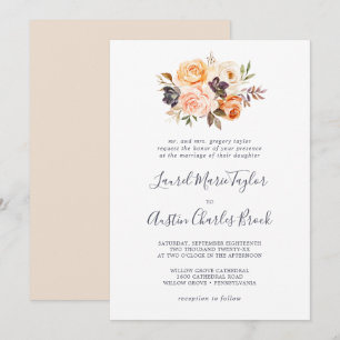 Rustic Earth Florals Traditionelle Hochzeit Einladung