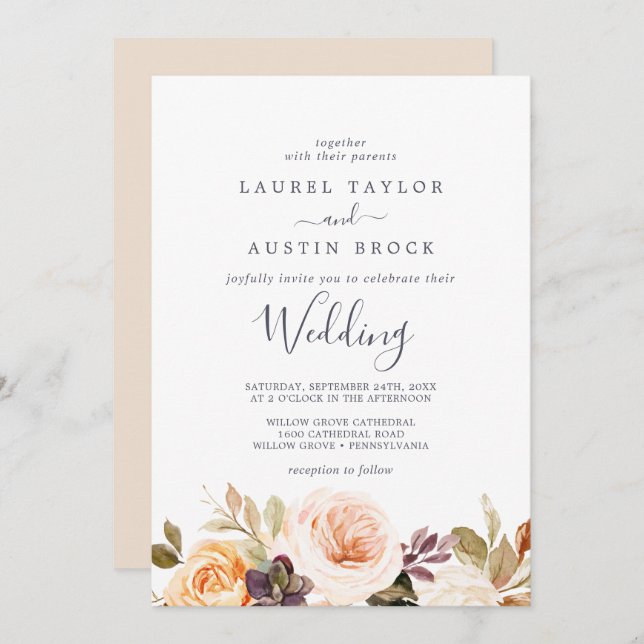 Rustic Earth Florals Wedding Einladung