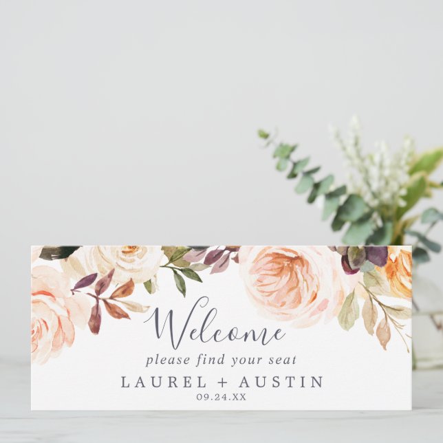 Rustic Earth Hanging Seating Chart Welcome Header (Stehend Vorderseite)