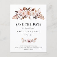 Rustic Earth-tone Boho Save the Date Einladung