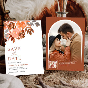 Rustic Earthy Terracotta Floral Wedding Foto Save The Date