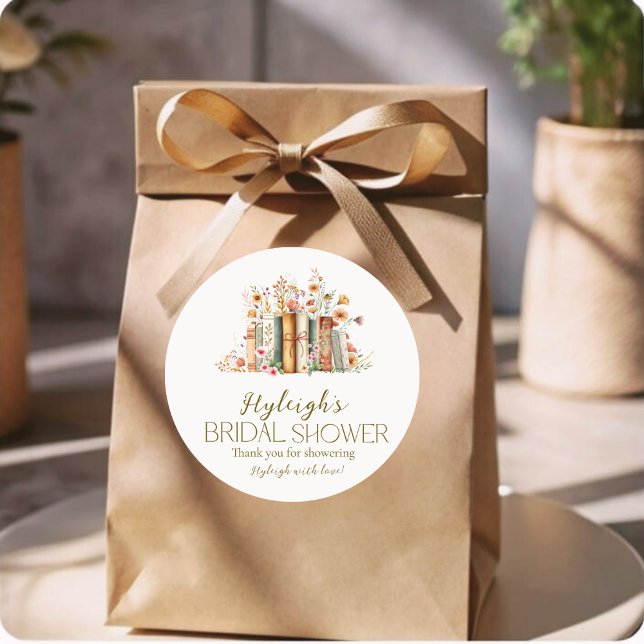 Rustic Elegance Floral Book Brautparty Sticker (Von Creator hochgeladen)