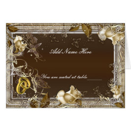 Rustic elegance white rose folded table place Card
