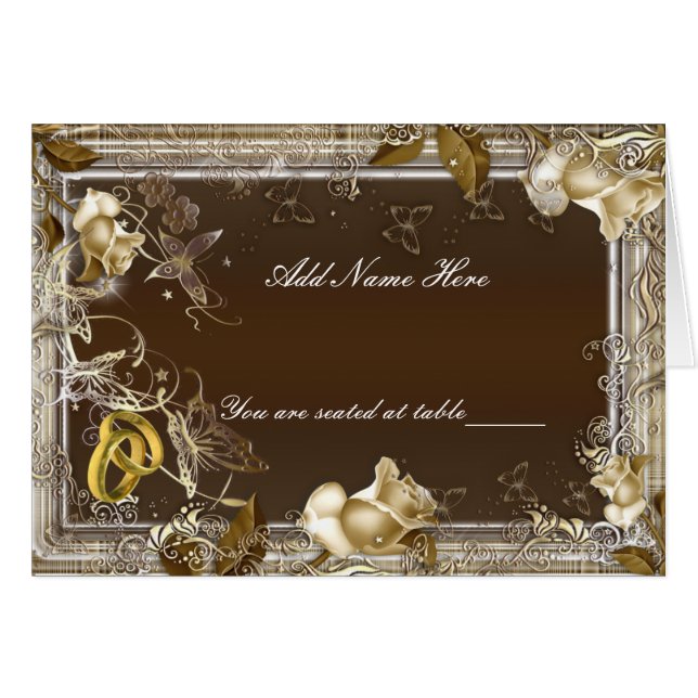Rustic elegance white rose folded table place Card (Vorderseite (Horizontal))