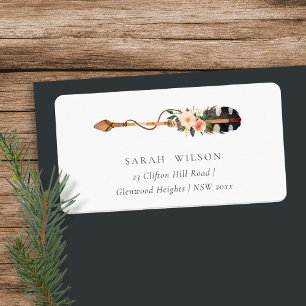 Rustic Elegant Boho Feather Floral Arrow Adresse Adressaufkleber