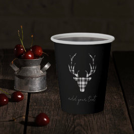 Rustic Elegant Christmas Plaid Deer Pappbecher