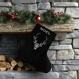 Rustic Elegant Christmas Plaid Deer Stockings Großer Weihnachtsstrumpf