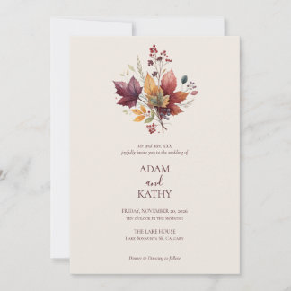 Rustic Elegant Fall Botanical Wedding Invitation  Einladung