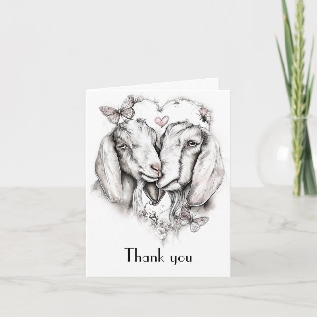 Rustic elegant goat lovers thank you card dankeskarte (Vorderseite)