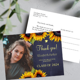 Rustic elegant graduation photo graduate thank you postkarte