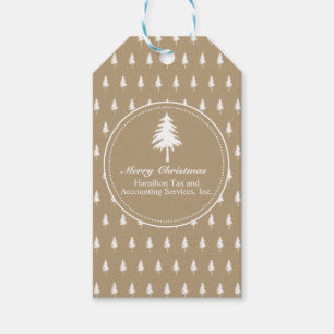 Rustic Elegant Kraft Paper Corporate Christmas Geschenkanhänger