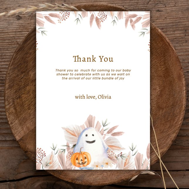 Rustic Elegant Little Boo Boho Ghost Baby Shower Dankeskarte (Rustic Elegant Little Boo Boho Ghost Baby Shower Thank You Card)