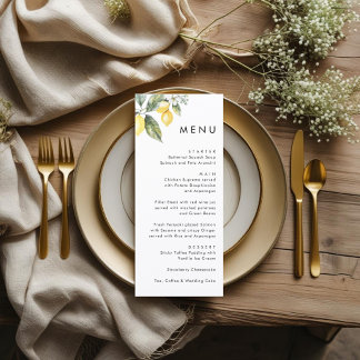 Rustic Elegant Minimal Lemon Garden Wedding  Menükarte