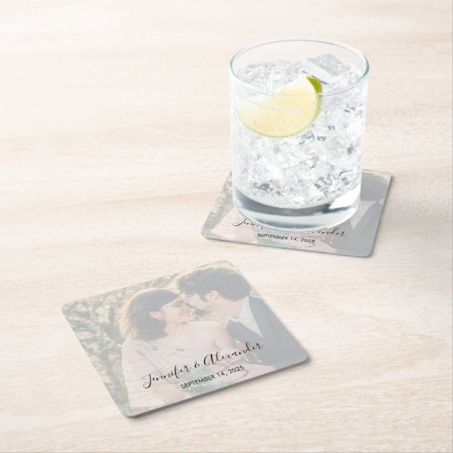 Rustic elegant photo boho wedding rechteckiger pappuntersetzer (Vor Ort)