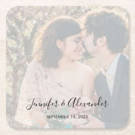 Rustic elegant photo boho wedding rechteckiger pappuntersetzer