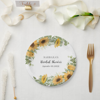 Rustic Elegant Sunflower Eucalyptus Bridal Shower Pappteller
