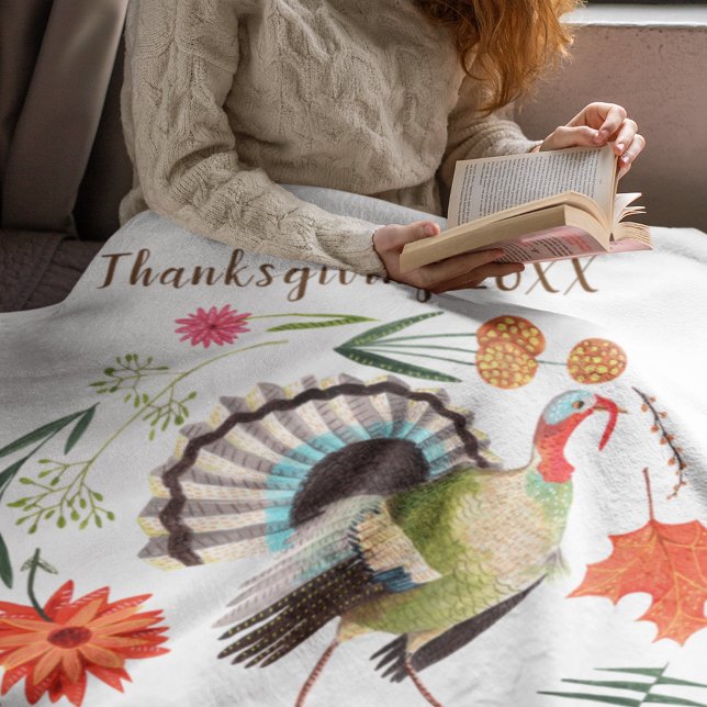 Rustic Elegant Turkey Botanical  Fleecedecke (Modern Elegant Turkey Botanical Fleece Blanket)