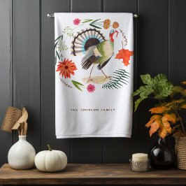 Rustic Elegant Turkey Thanksgiving Botanical Handtuch