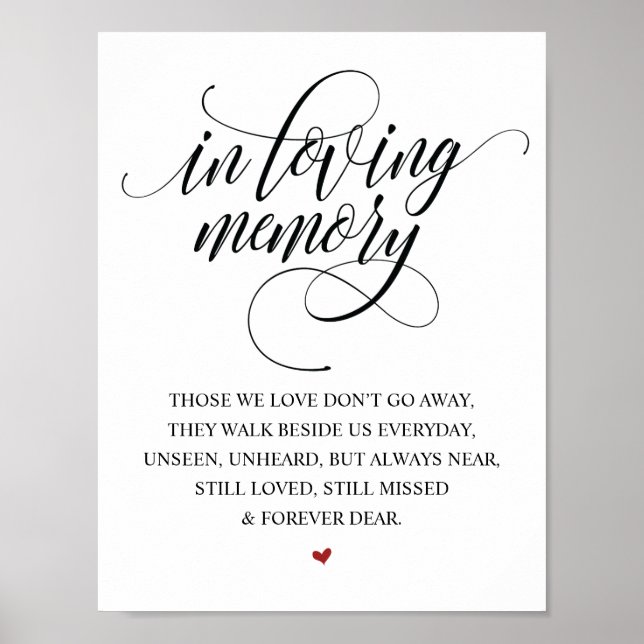 Rustic Elegant Wedding Memorial Table Sign v1 Poster (Vorne)