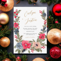 Rustic Elegant Winter Floral Watercolor Wedding