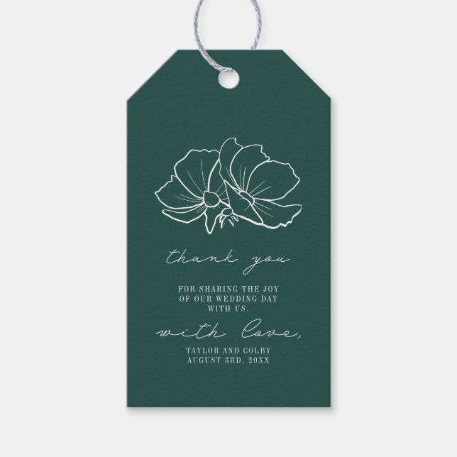 Rustic Emerald Floral Wedding Vielen Dank für Ihr  Geschenkanhänger (Vorderseite)