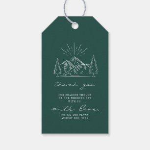 Rustic Emerald Mountain Wedding Vielen Dank Geschenkanhänger