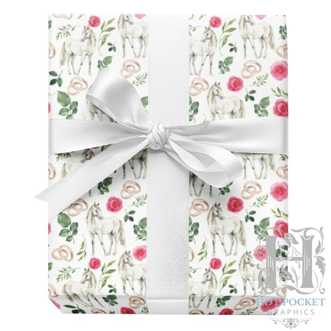 Rustic Equestrian Floral Pink Wrapping Paper Geschenkpapier (Von Creator hochgeladen)