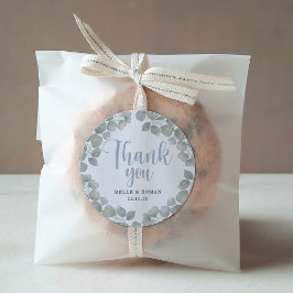 Rustic Eucalyptus Green Wedding Vielen Dank Runder Aufkleber