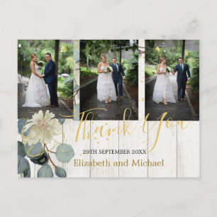 Rustic Eucalyptus Leaf Elegant Wedding Vielen Dank Postkarte
