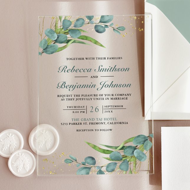 Rustic Eucalyptus Wedding Acryleinladungen (Von Creator hochgeladen)