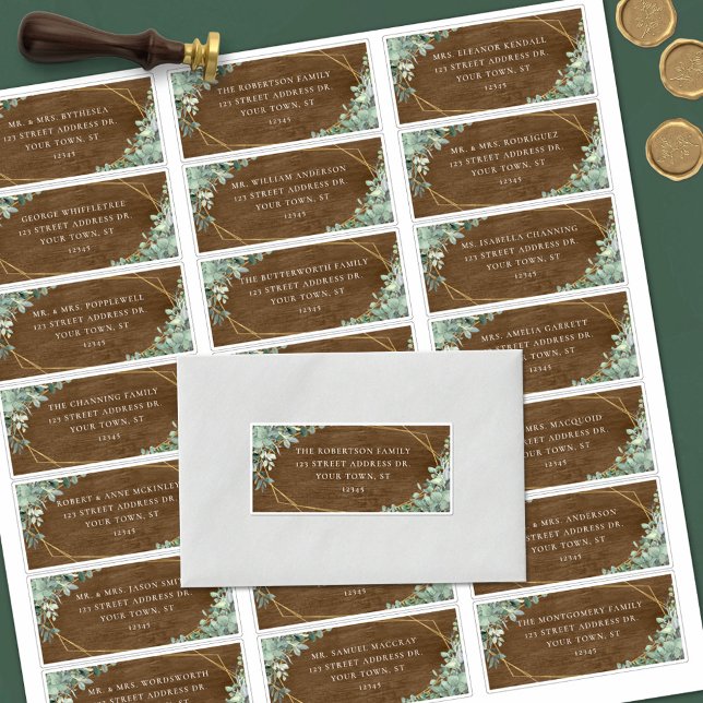 Rustic Eucalyptus Wedding Guest Address Labels (Von Creator hochgeladen)