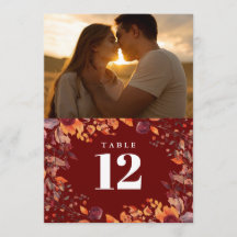 Rustic Fall Autumn Floral Photo Table Number