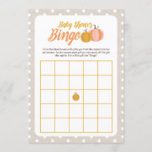 Rustic Fall Baby Shooter Bingo Game Card
