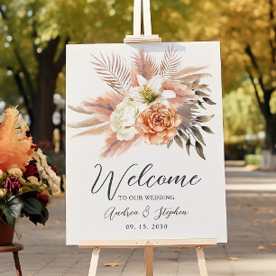 Rustic Fall Boho Blumenhochzeit Willkommen Poster