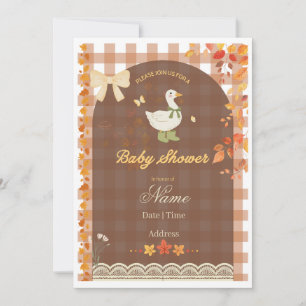 Rustic Fall Ente   Land Gingham & Herbstlaub Einladung