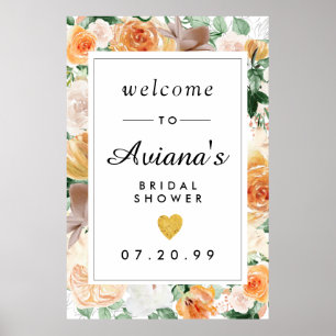 Rustic Fall Floral Bridal Shower Welcome Sign Poster