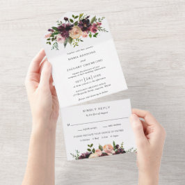Rustic Fall Floral Elegante Hochzeit All In One Einladung