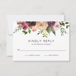 Rustic Fall Floral Elegante Hochzeit RSVP Karte