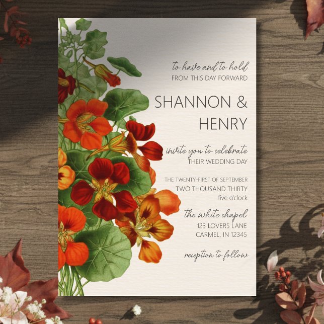 Rustic Fall Floral Modern Wedding Invitation Einladung (Invite guests to your big day with this Rustic Fall Floral Modern Wedding Invitation!)
