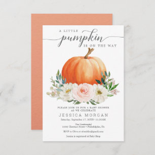 Rustic Fall Floral Pumpkin Baby Dusche Einladung