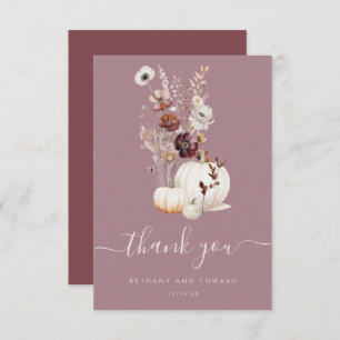 Rustic Fall Floral Pumpkin Hochzeit Dankeskarte