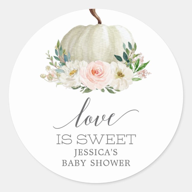 Rustic Fall Floral Pumpkin Liebe ist süße Gabe Cla Runder Aufkleber (Vorderseite)