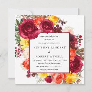 Rustic Fall Floral Square Hochzeitseinladung Einladung