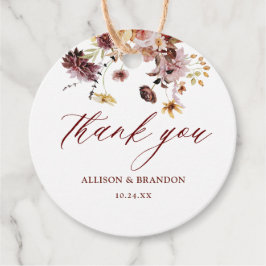 Rustic Fall Floral Wedding Danke Ihnen für Tags Geschenkanhänger